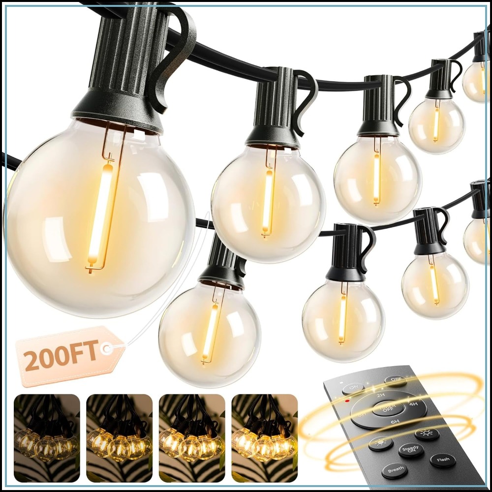 Outdoor Lighting Deck - 200FT Outdoor String Lights with Remote,