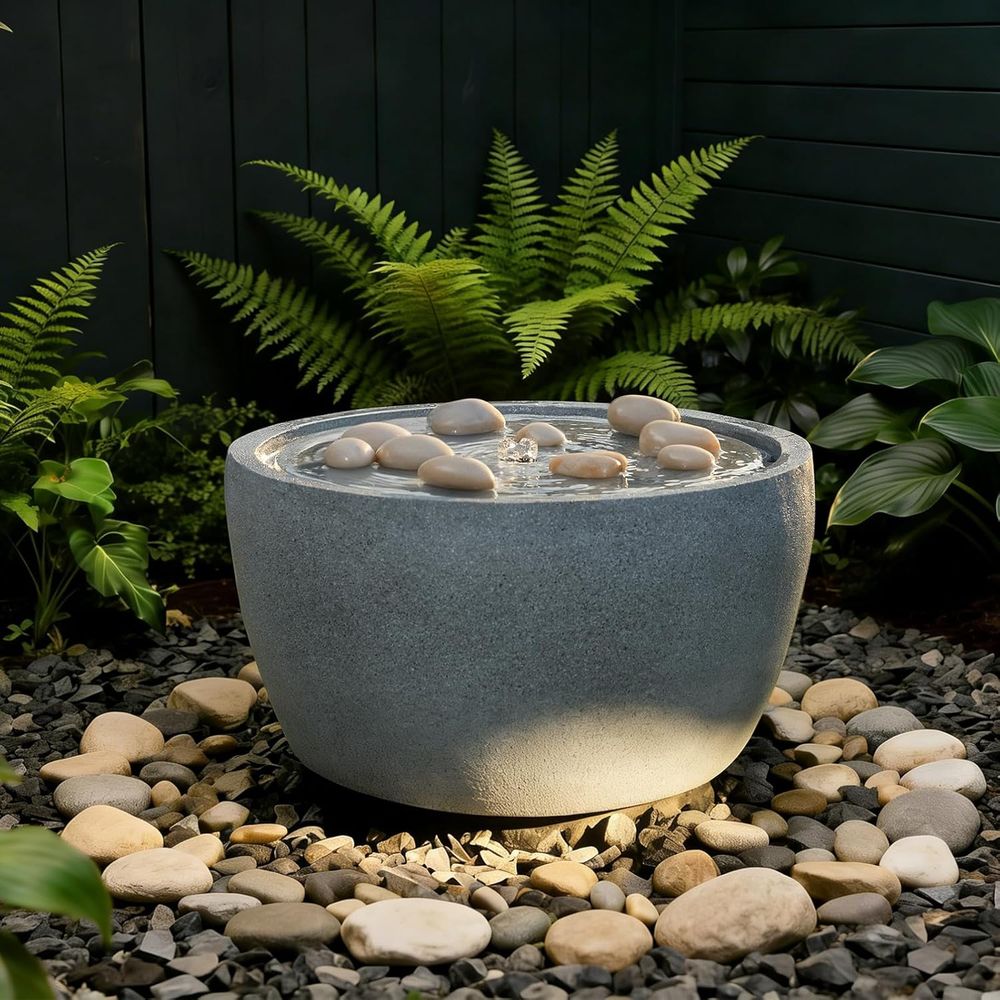 Outdoor Lighting Deck - Gray 10.6 Tall Outdoor Resin Water