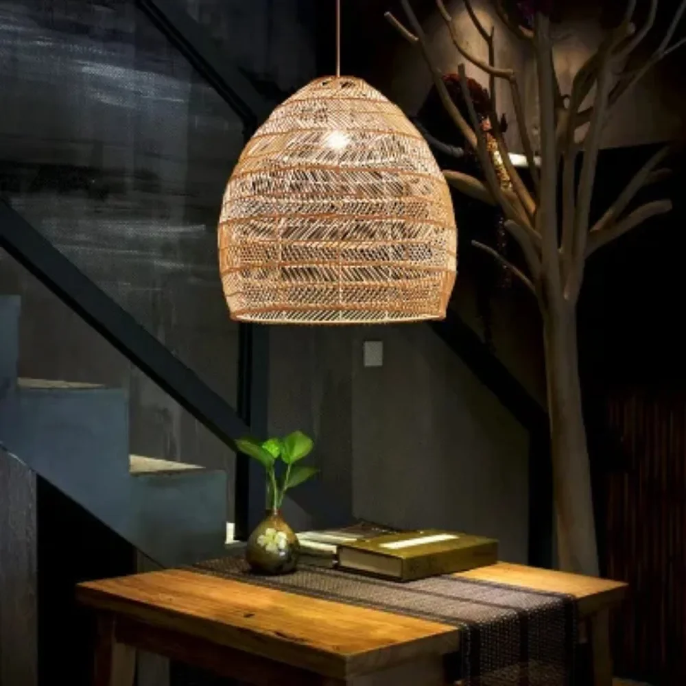 Outdoor Lighting Pendant - Natural Wicker Design Pendant Light Apply