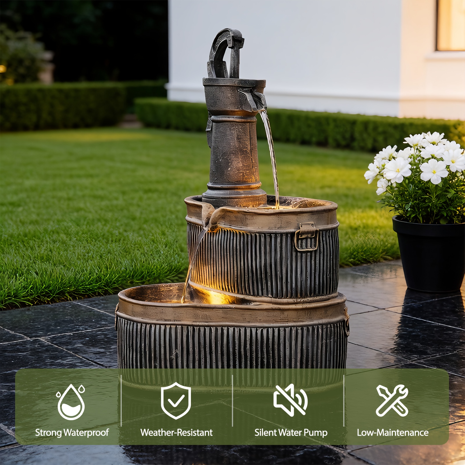 Outdoor Rustic 2-Tier Barrel W - Outdoor Lighting Voltage ulasan dan harga