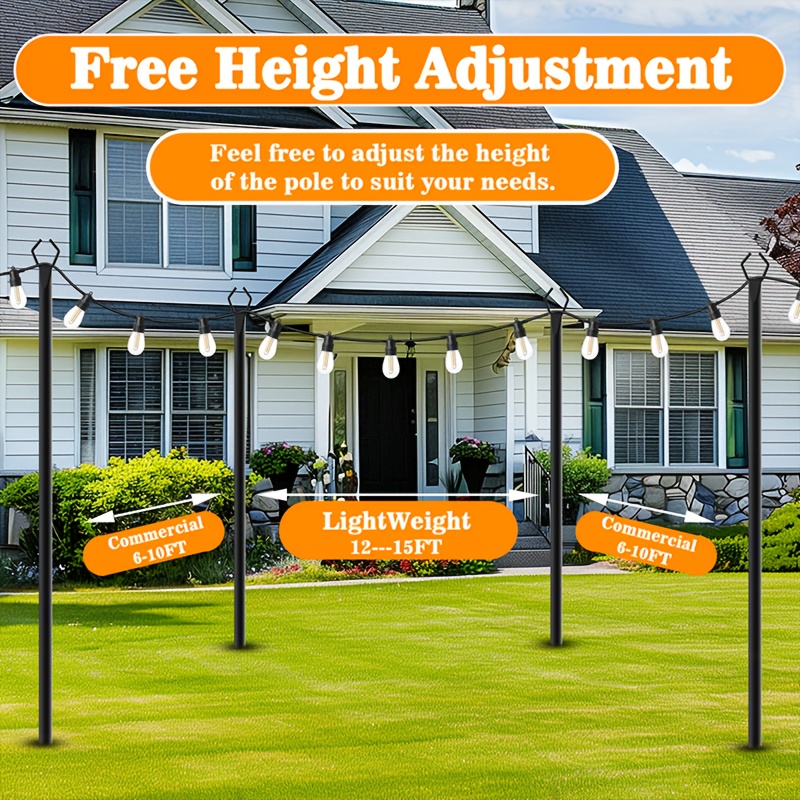 6pcs Metal Light Poles, 8.9ft  - Outdoor Lighting Deck ulasan dan harga