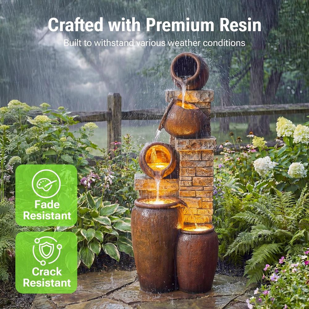 5-Tier Brown Outdoor Water Fou - Outdoor Lighting Deck ulasan dan harga