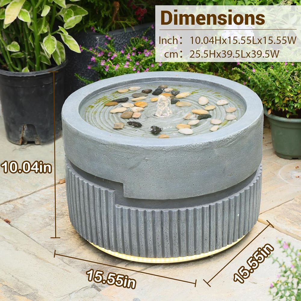 Gray Tiered Outdoor Water Foun - Outdoor Lighting Deck ulasan dan harga