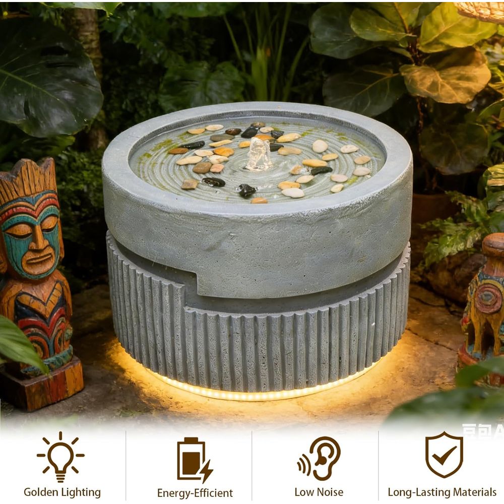 Gray Tiered Outdoor Water Foun - Outdoor Lighting Deck ulasan dan harga