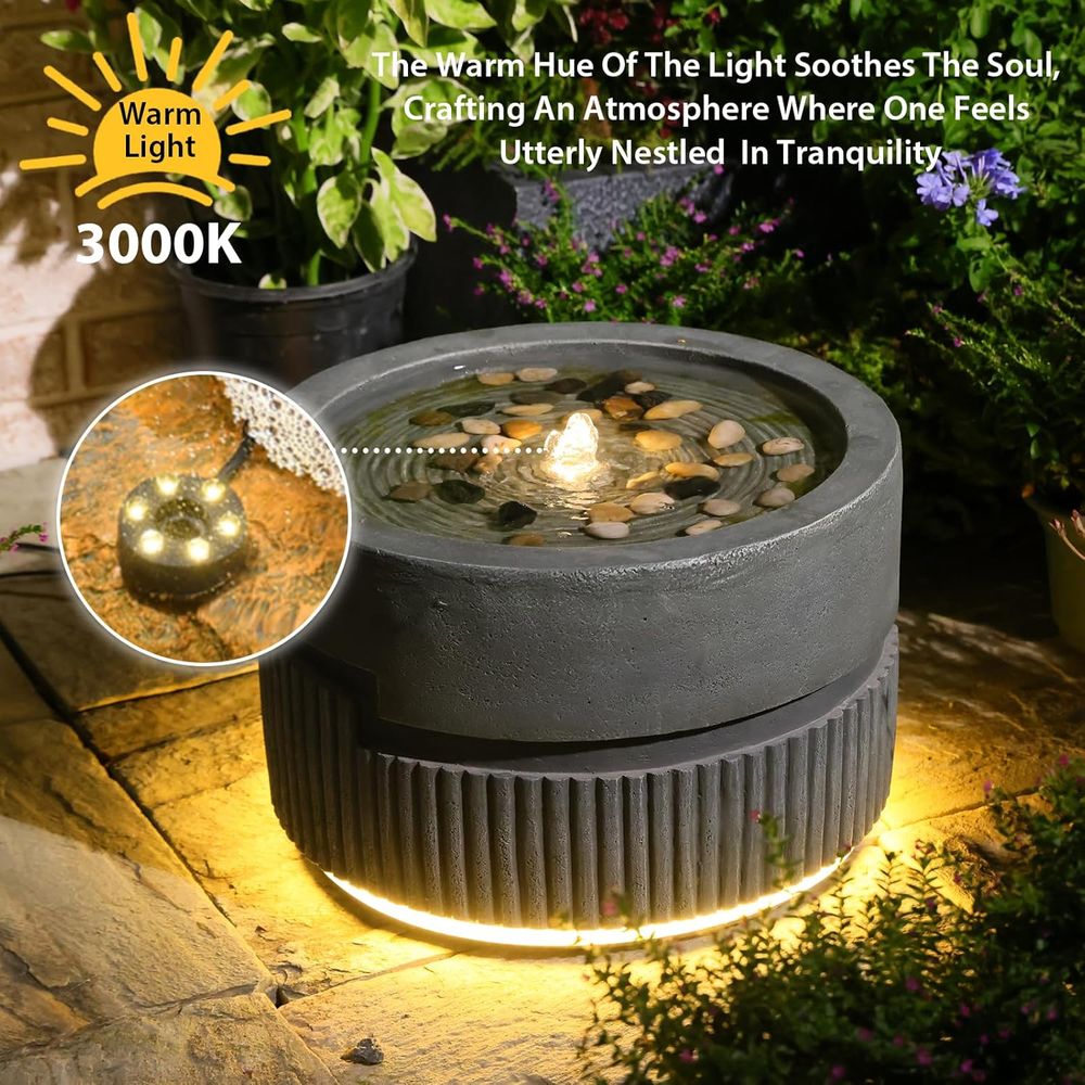 Gray Tiered Outdoor Water Foun - Outdoor Lighting Deck ulasan dan harga