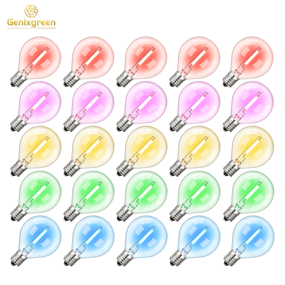 25Pack Globe Glass RGB Led Fil - Outdoor Lighting Glass Replacement ulasan dan harga