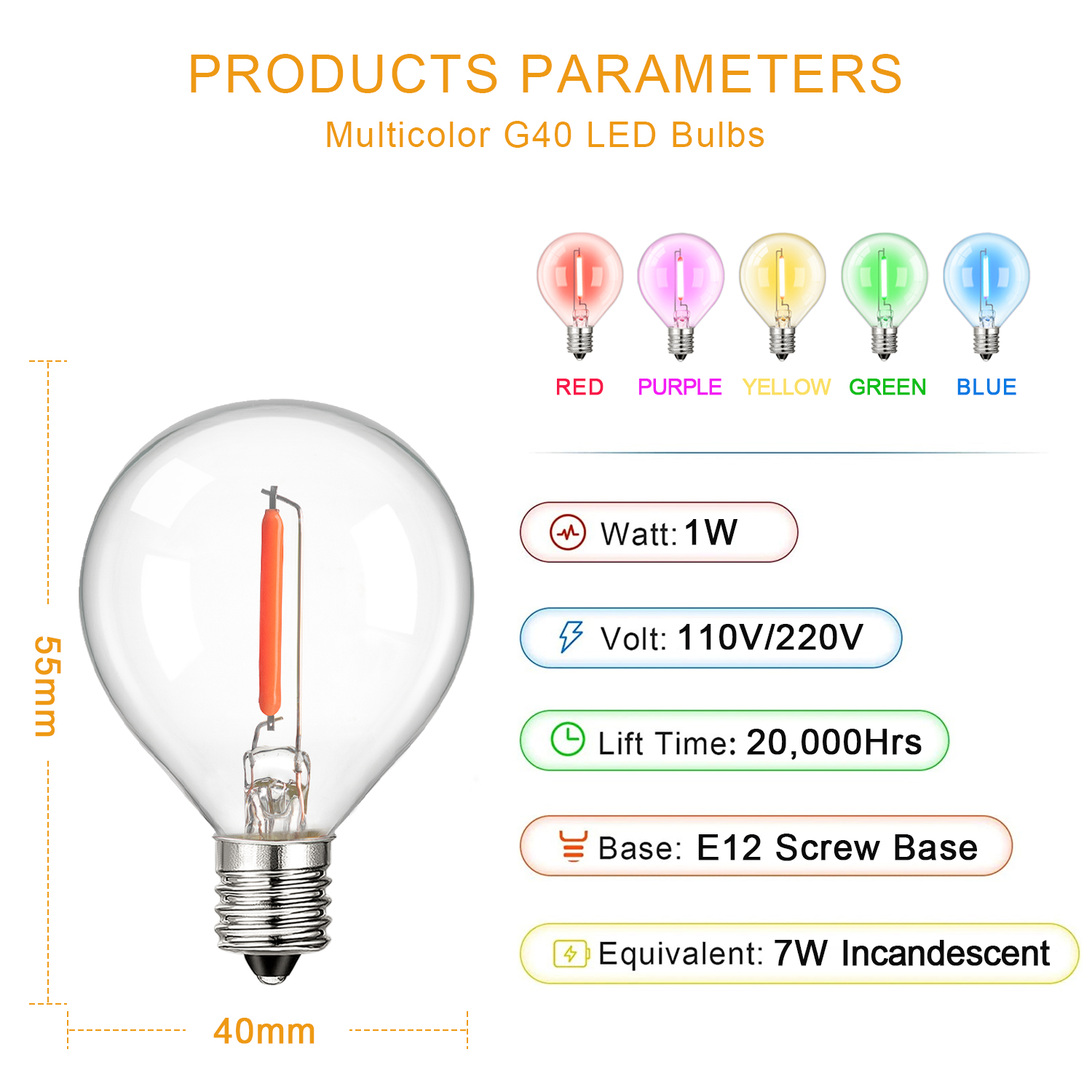 25Pack Globe Glass RGB Led Fil - Outdoor Lighting Glass Replacement ulasan dan harga
