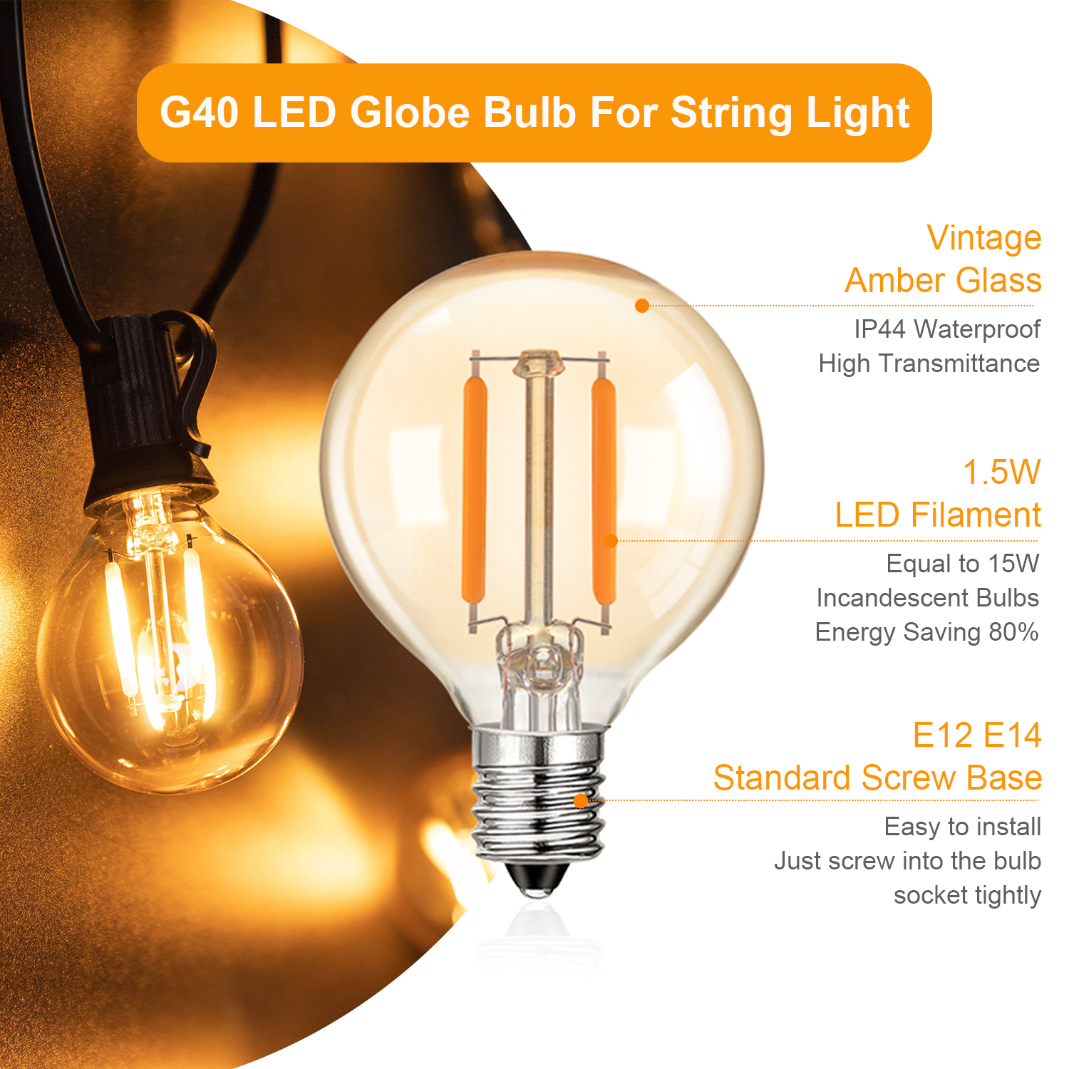 1.5W LED G40 Replace Light Bul - Outdoor Lighting Glass Replacement ulasan dan harga