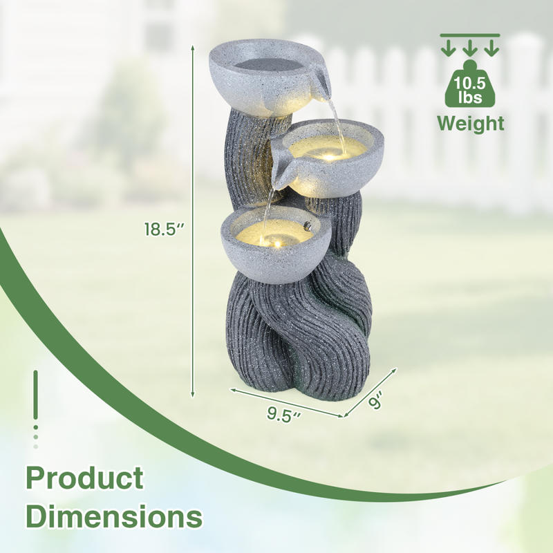 3-Tier Outdoor Water Fountain  - Outdoor Lighting Deck ulasan dan harga