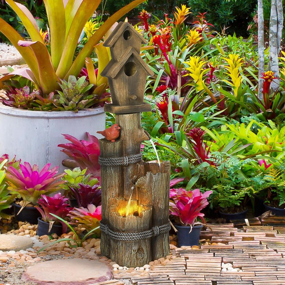 Brown 3-Tier Rustic Tree Trunk - Outdoor Lighting Deck ulasan dan harga