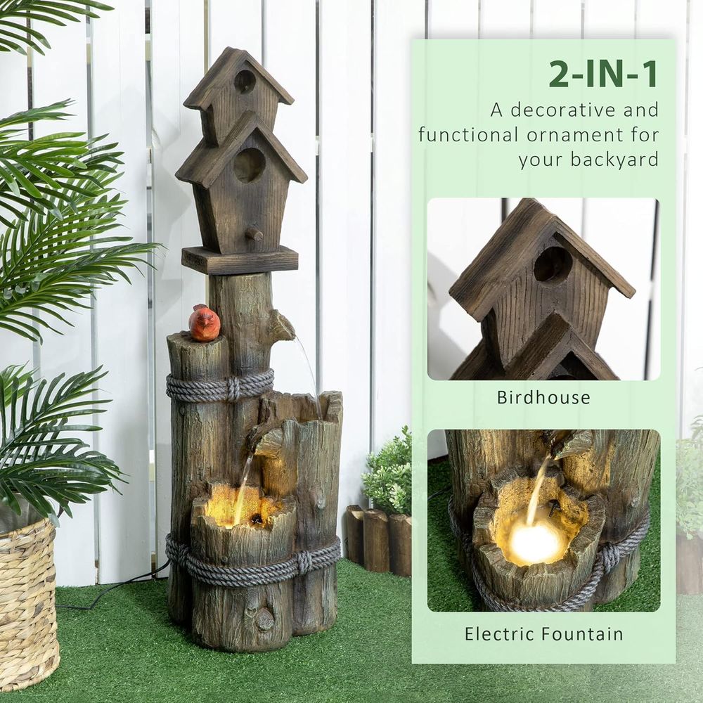 Brown 3-Tier Rustic Tree Trunk - Outdoor Lighting Deck ulasan dan harga